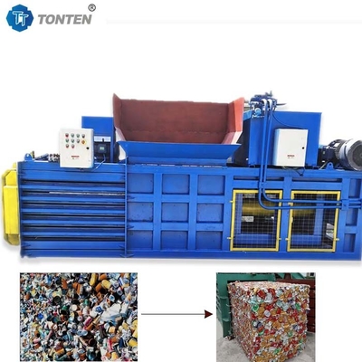 Plastik Kaleng Mesin Baler Hidraulik Horizontal 22kw Disesuaikan
