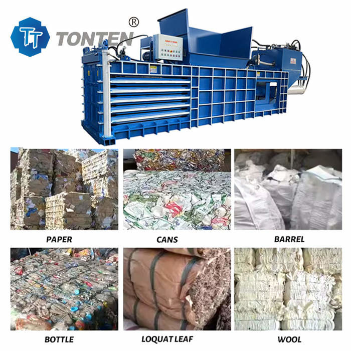 Mesin PLC Hydraulic Baler Limbah Kertas Baling Press Untuk Pakaian Potongan Cat Bucket Film
