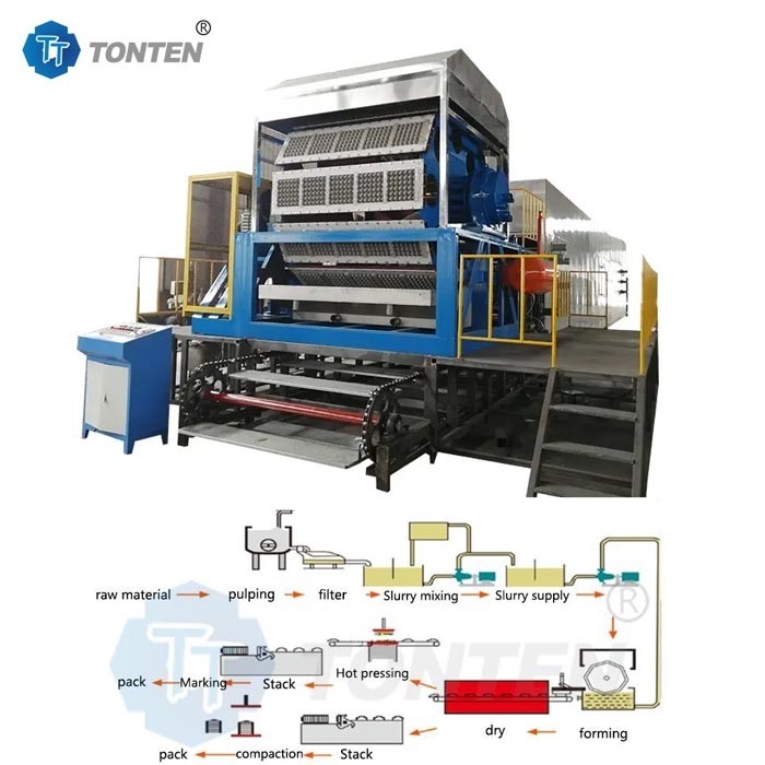 Pulp Molding Egg Tray Machine Egg Tray Produksi Line Mesin Membentuk Kertas